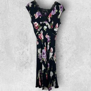 Vintage American Angel Midi Dress Floral Babydoll Lace Whimsigoth Women M Petite